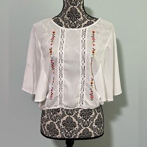 White Embroidered Women's Top